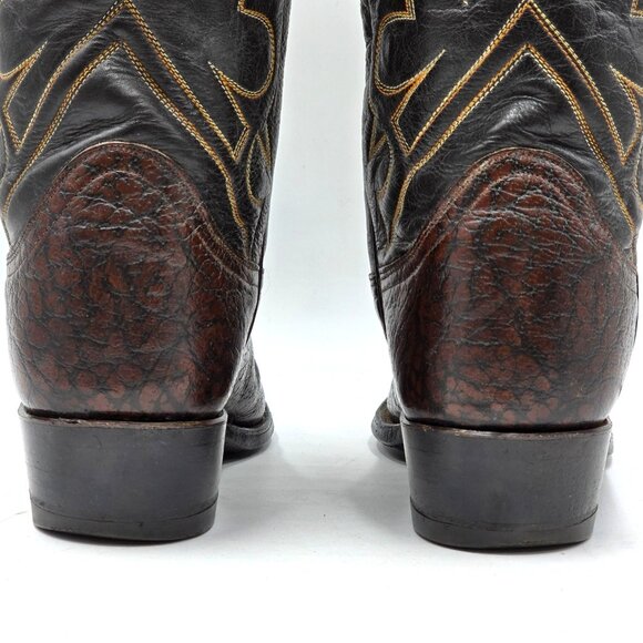 Vintage Tony Lama Exotic Caribou Brown Cowboy Boots Western Mens 10E Gold Label - Picture 8 of 16